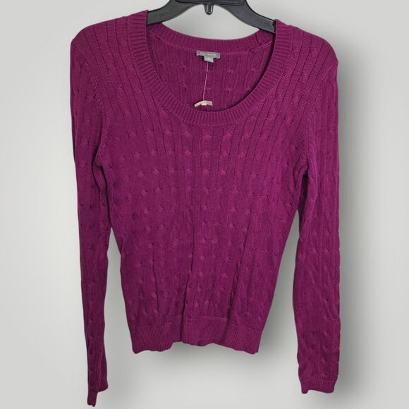 Ann Taylor Silk Cotton Textured Knit Sweater Purple Size Small - Picture 2 of 7
